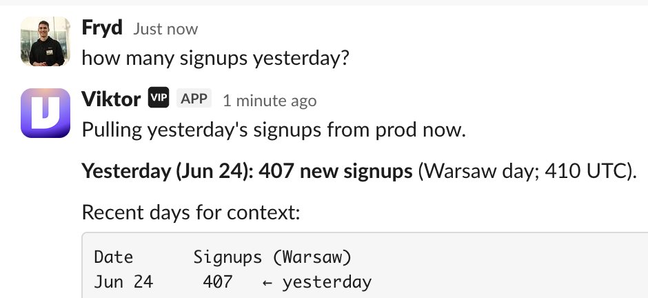 Viktor reporting the signups.